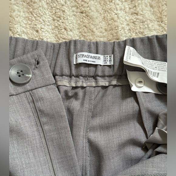 Stradivarius Wide Leg High Rise Pants Gray - Picture 4 of 4